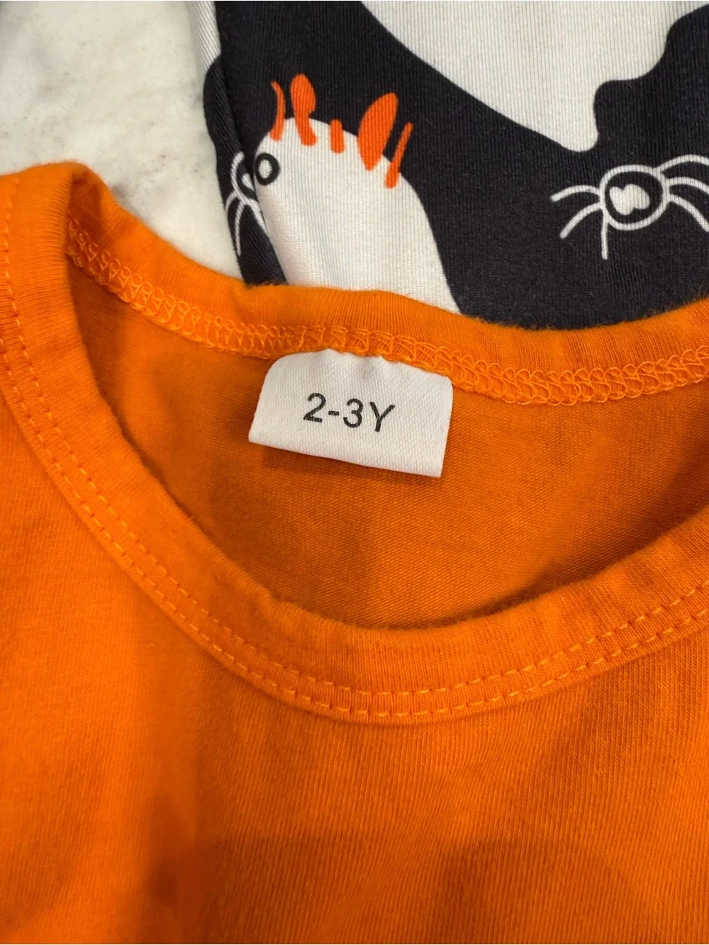 Orange Halloween Ghost Ruffle Top + Ghost Print Flare Pants – Size 2-3Y 🎃